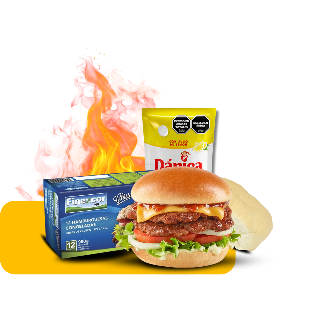 24 Hamburguesas 80Grs Finexcor + Pan 